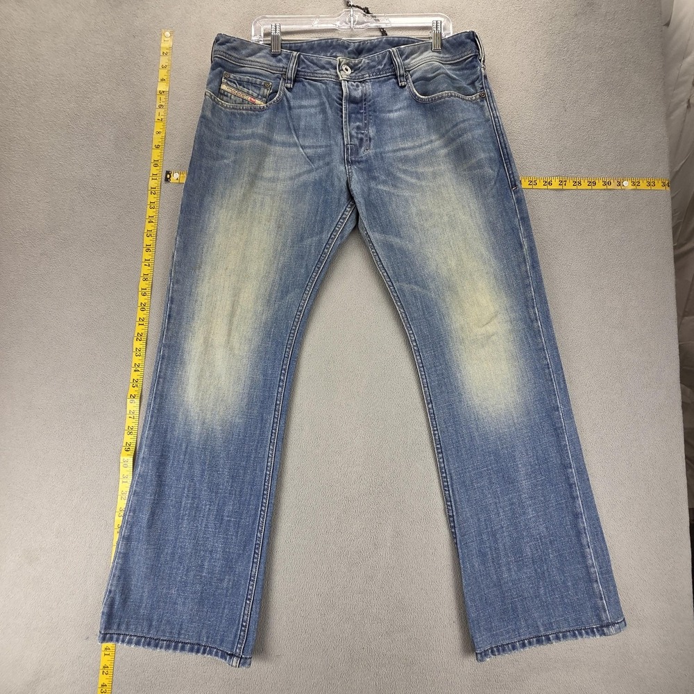 Diesel Jeans Mens 33x32 Blue Zatiny Regular Bootcut Button Fly Altered Hem 008AT